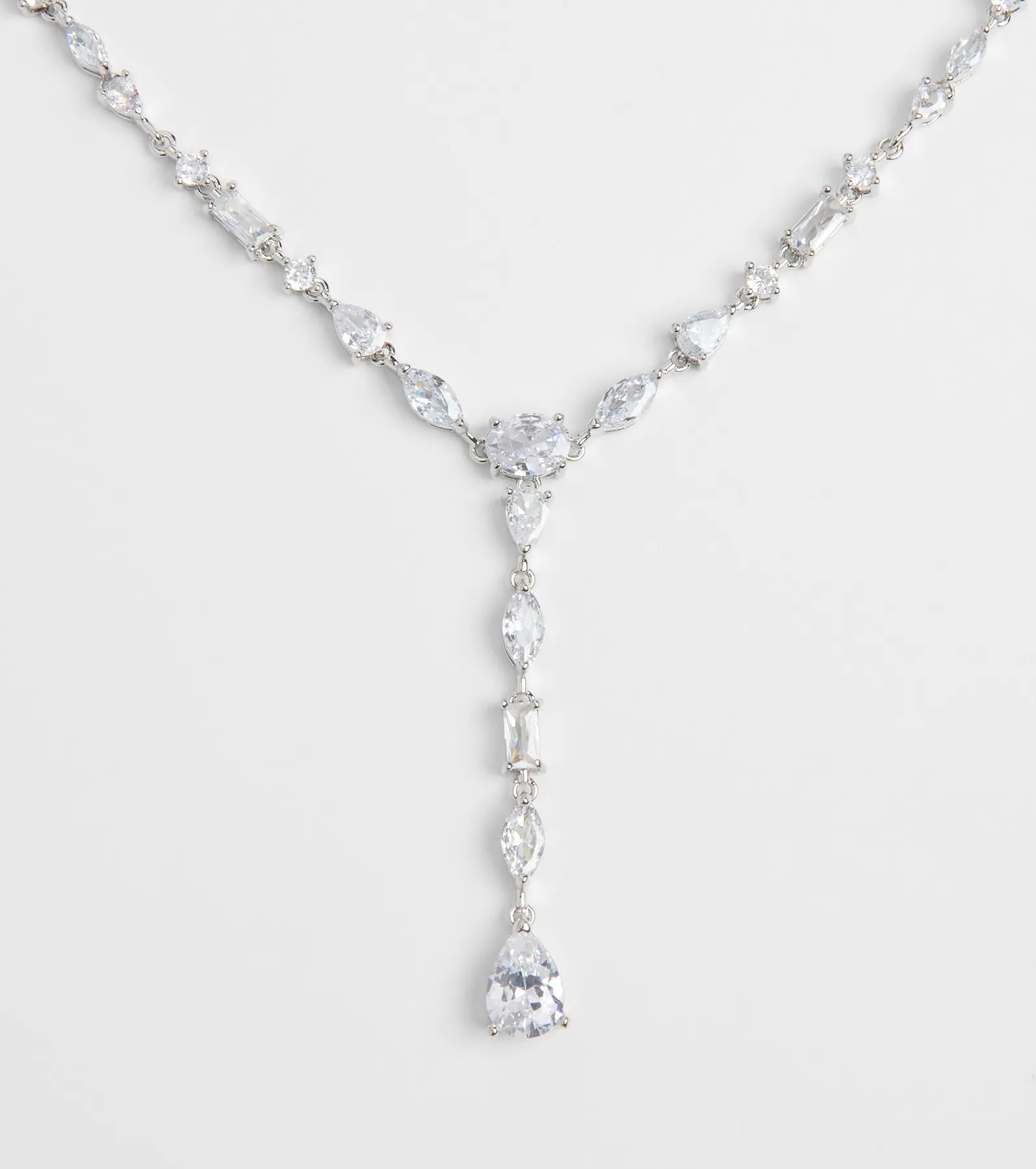 Luxe Glitz Cubic Zirconia Lariat Necklace