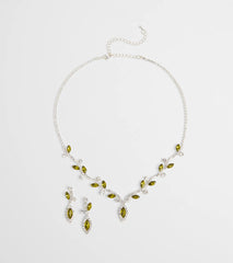 Whimsical Glam Rhinestone Necklace And Earrings Set