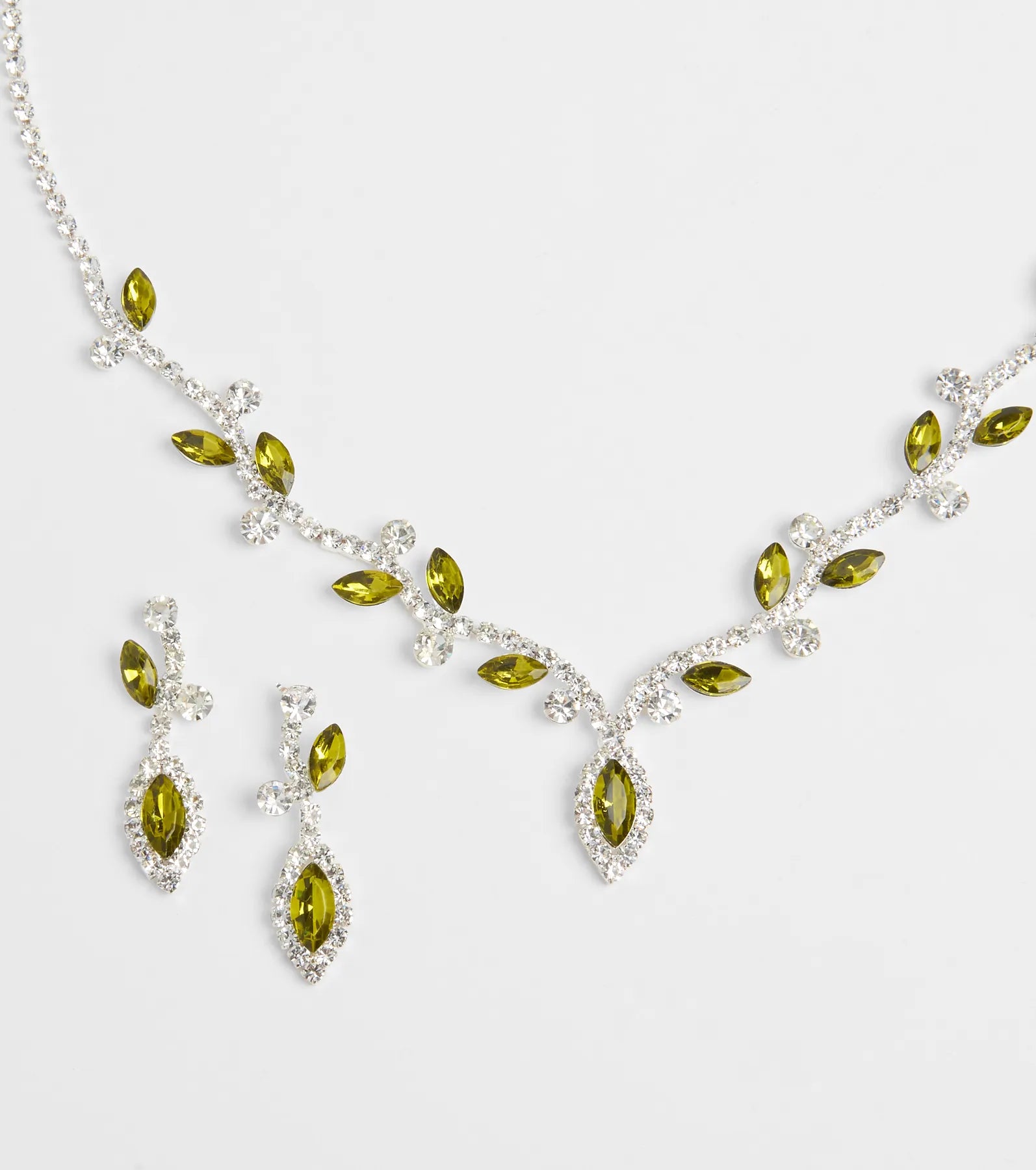 Whimsical Glam Rhinestone Necklace And Earrings Set