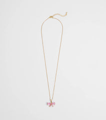Dainty Glam Cubic Zirconia Bow Charm Necklace