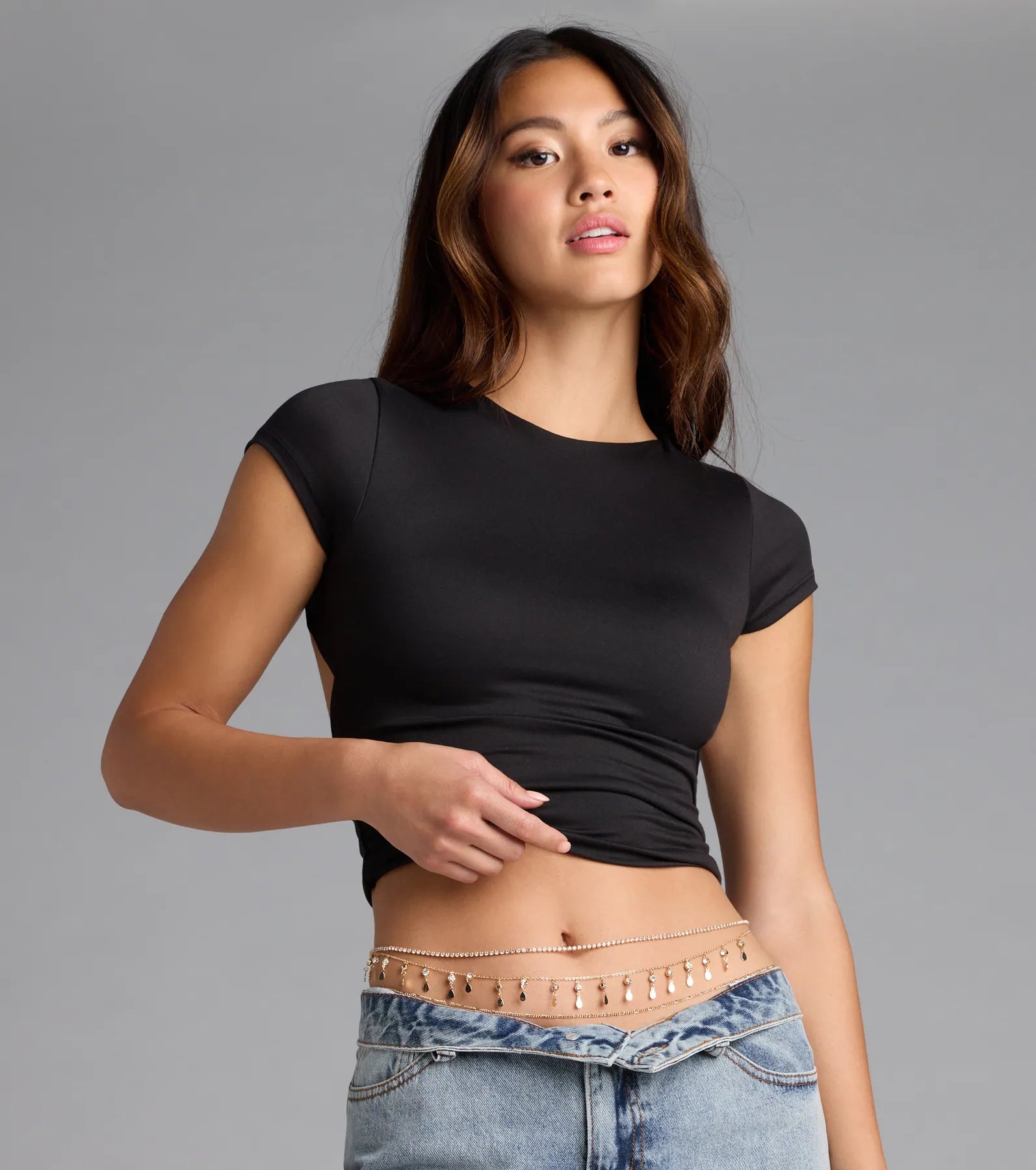 Dainty Luxe Rhinestone Layered Belly Chain