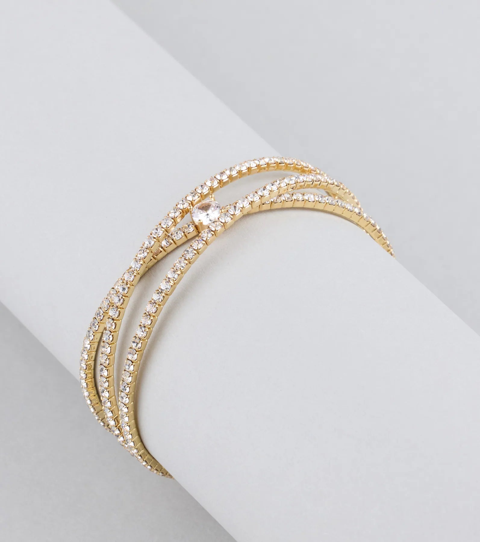Luxe Invitation Rhinestone Criss Cross Bracelet