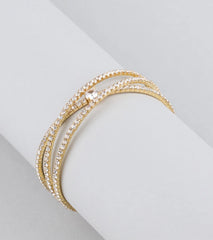 Luxe Invitation Rhinestone Criss Cross Bracelet