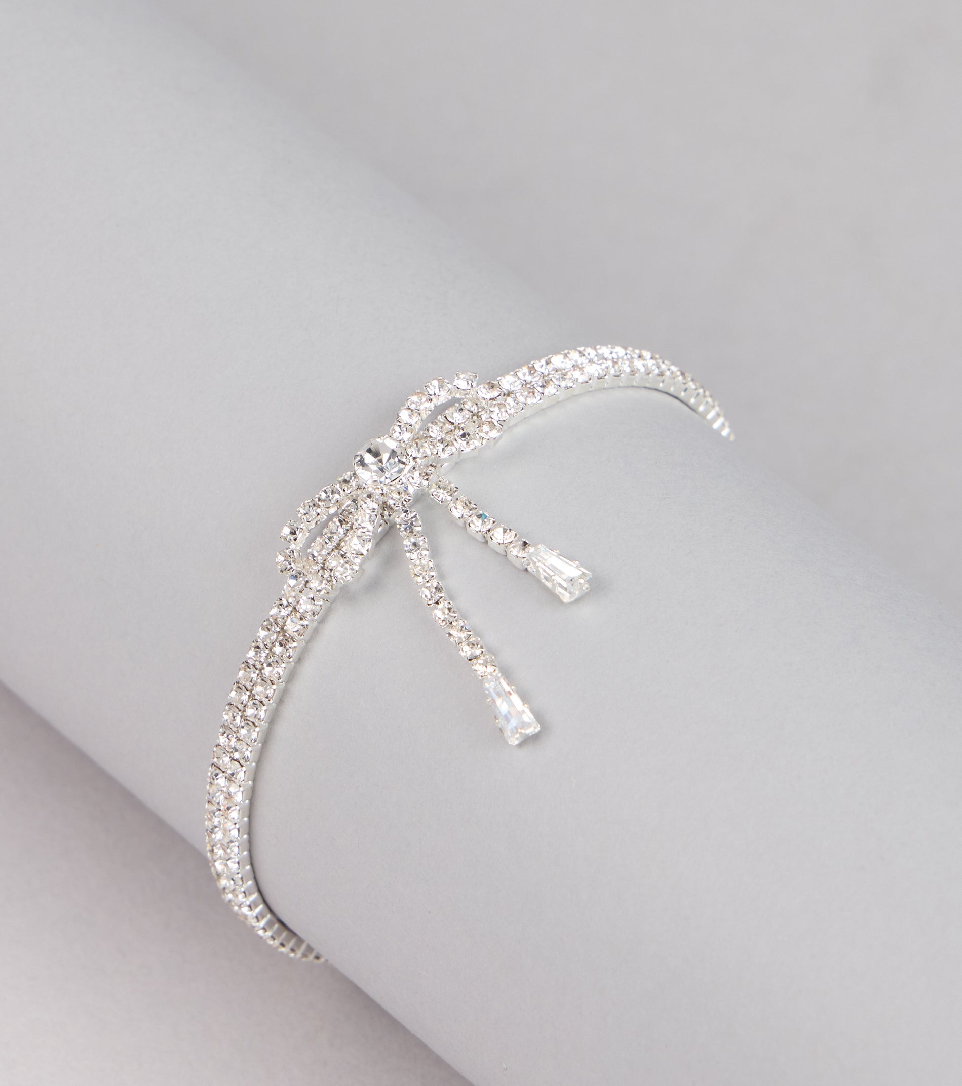 Classy Demure Rhinestone Bow Bracelet