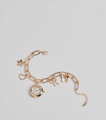 So Glam Chain Link Charm Bracelet