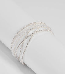 Sleek Luxe Criss-Cross Rhinestone Memory Wire Bracelet