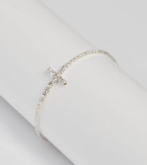 Glitzy Sparkle Rhinestone Cross Bracelet