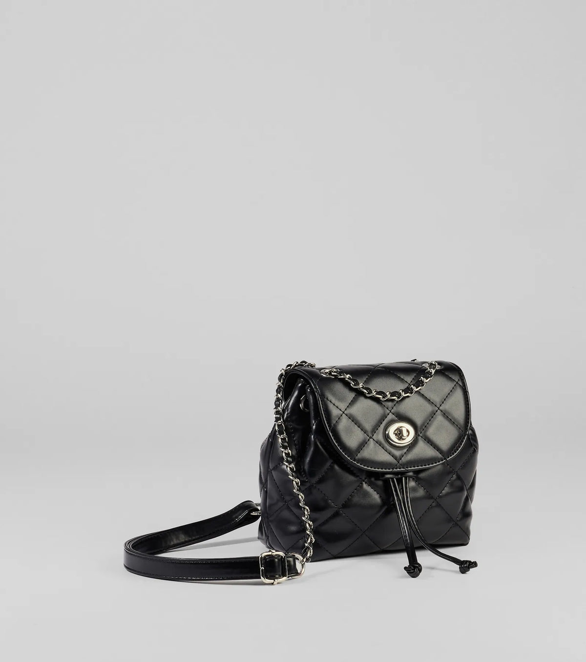 Edgy Quilted Faux Leather Mini Backpack