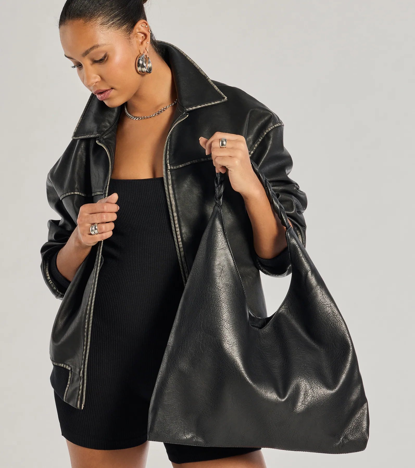 Braided Glam Slouchy Shoulder Bag