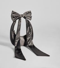 Luxe Rhinestone Bow Strap Satin Shoulder Bag