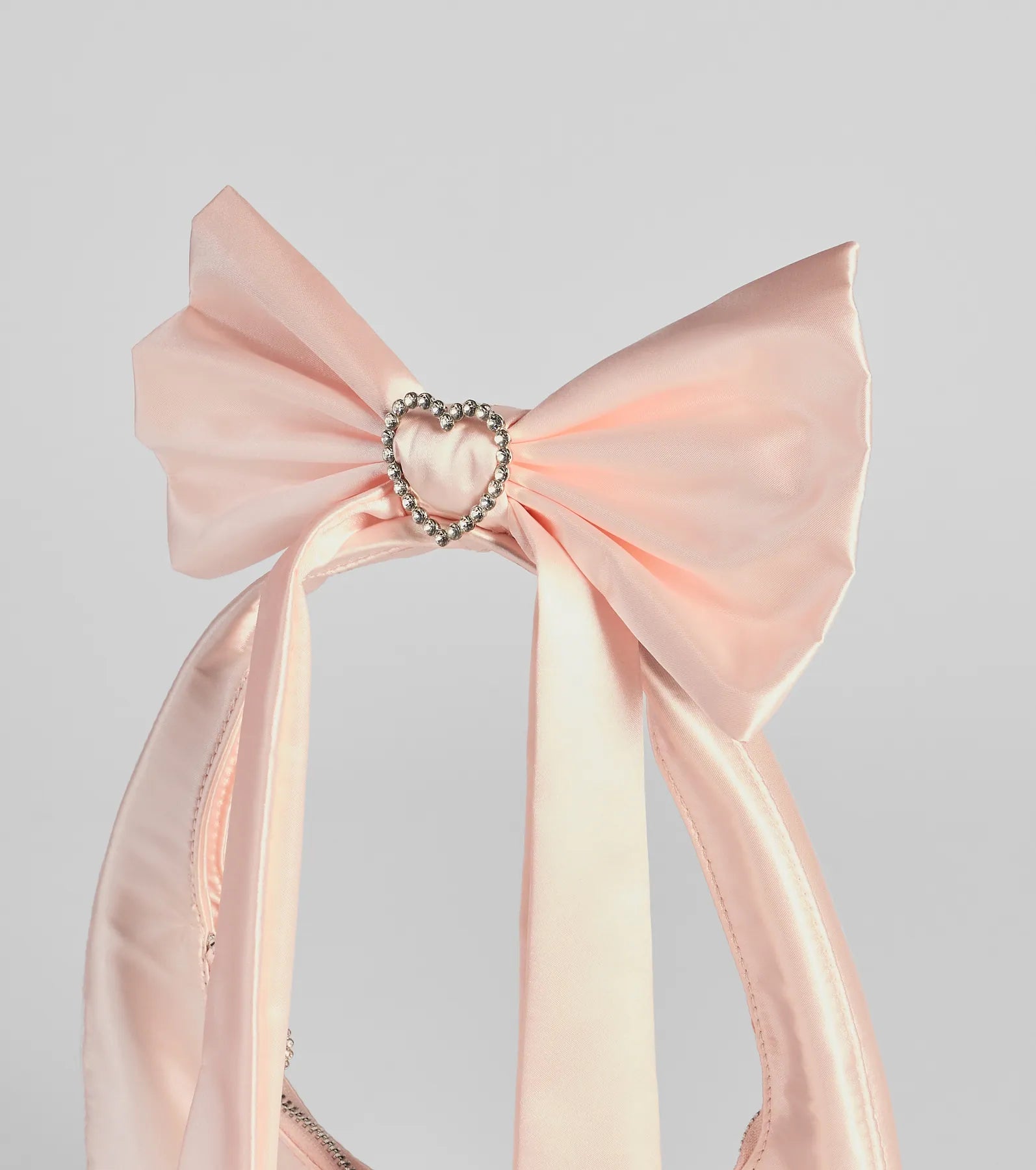 Luxe Rhinestone Bow Strap Satin Shoulder Bag