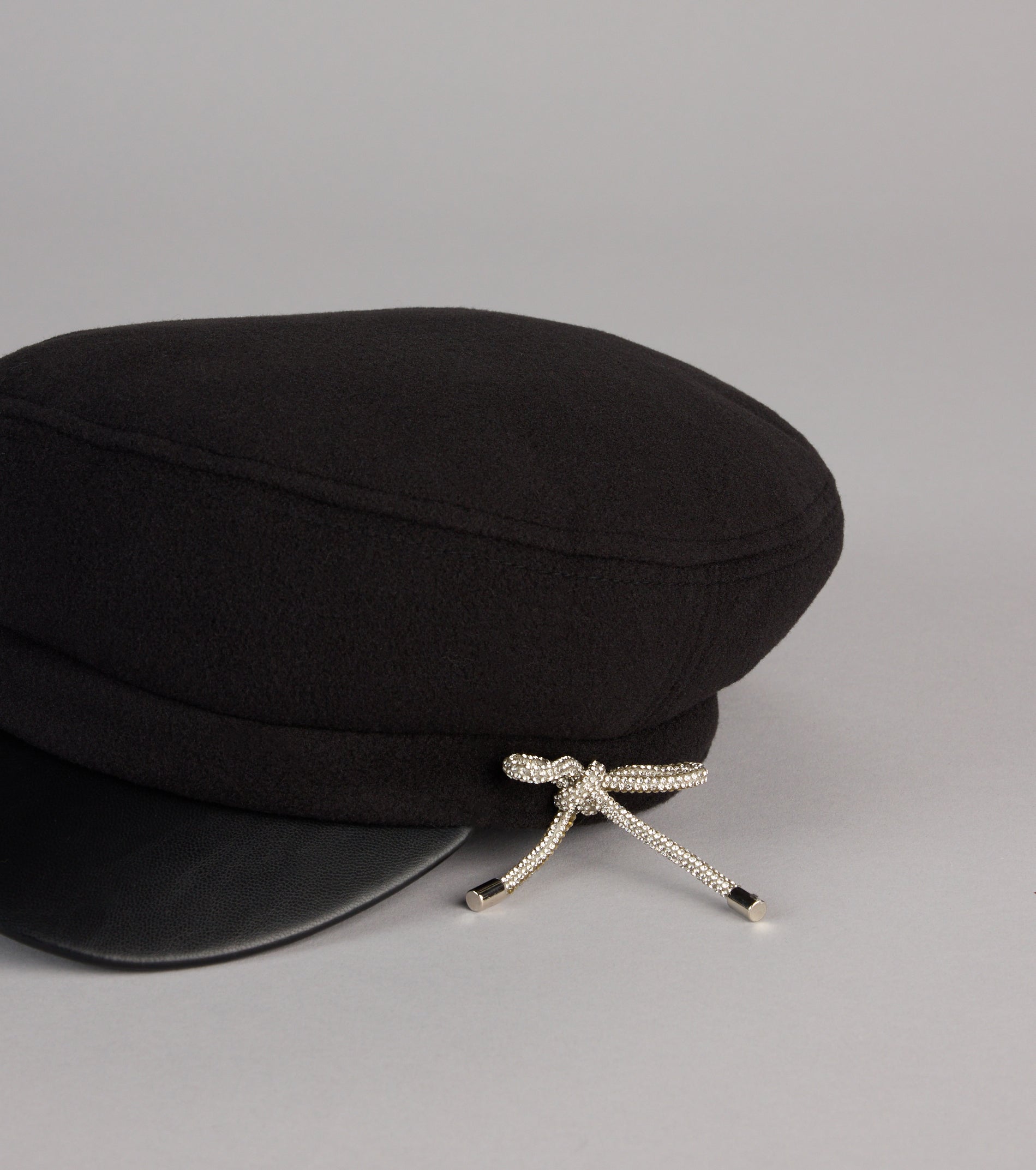 Glam In The City Rhinestone Bow Cabbie Hat