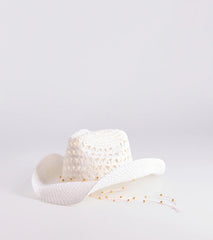 Beachy Chic Beaded Straw Cowboy Hat