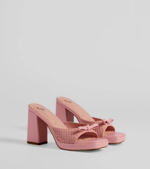 Cute Vibes Bow Platform Knit Mules