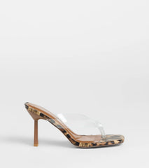 Lady In Leopard Thong Stiletto Mules