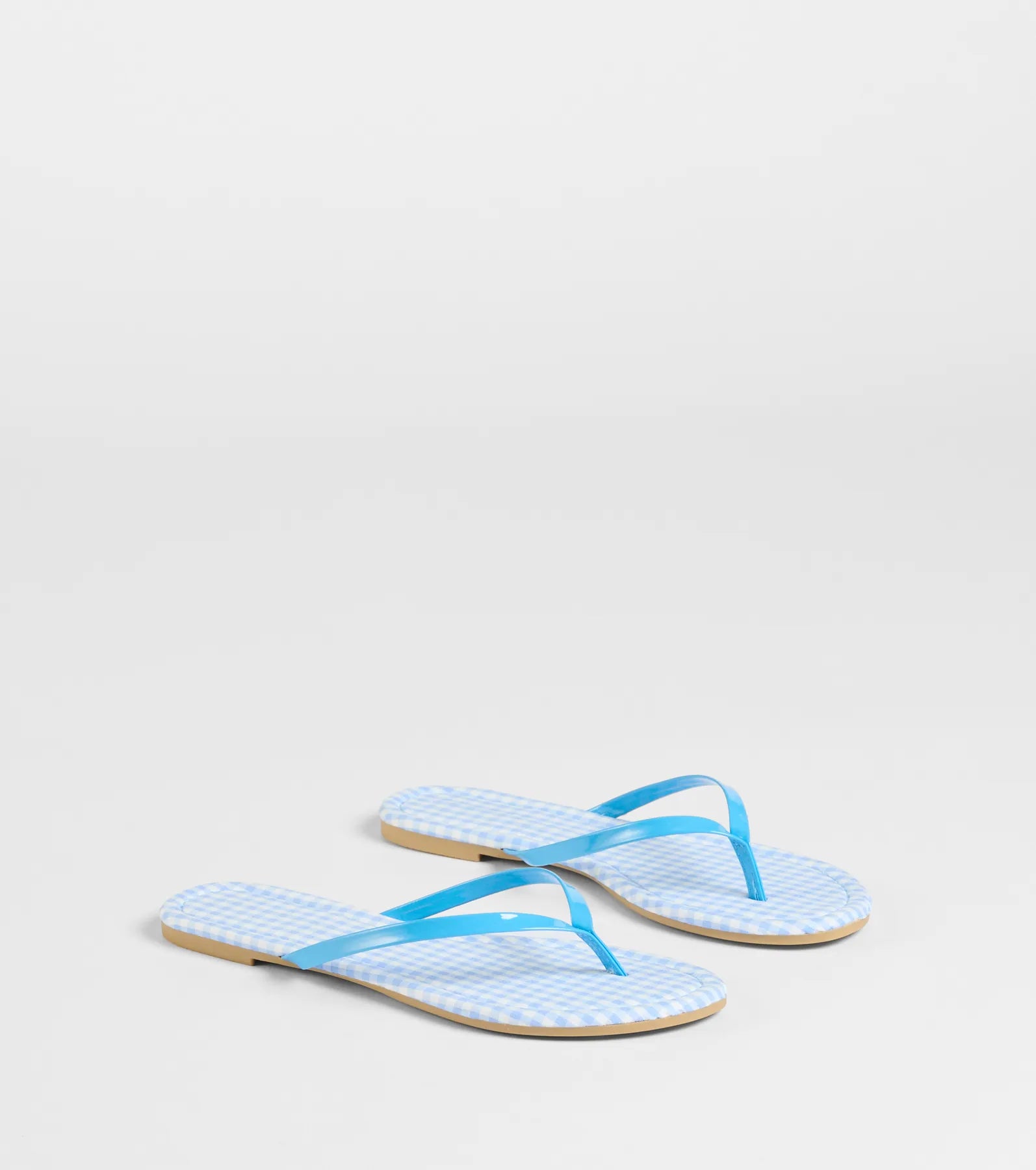 Cutie Vibe Gingham Print Thong Strap Sandals