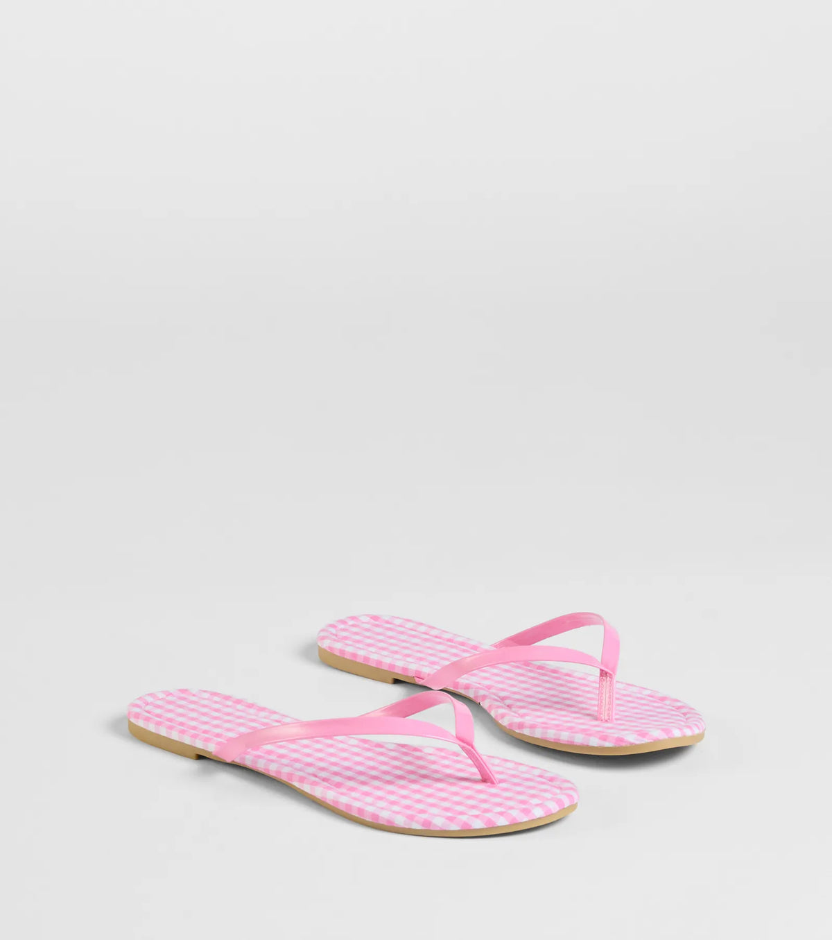 Cutie Vibe Gingham Print Thong Strap Sandals