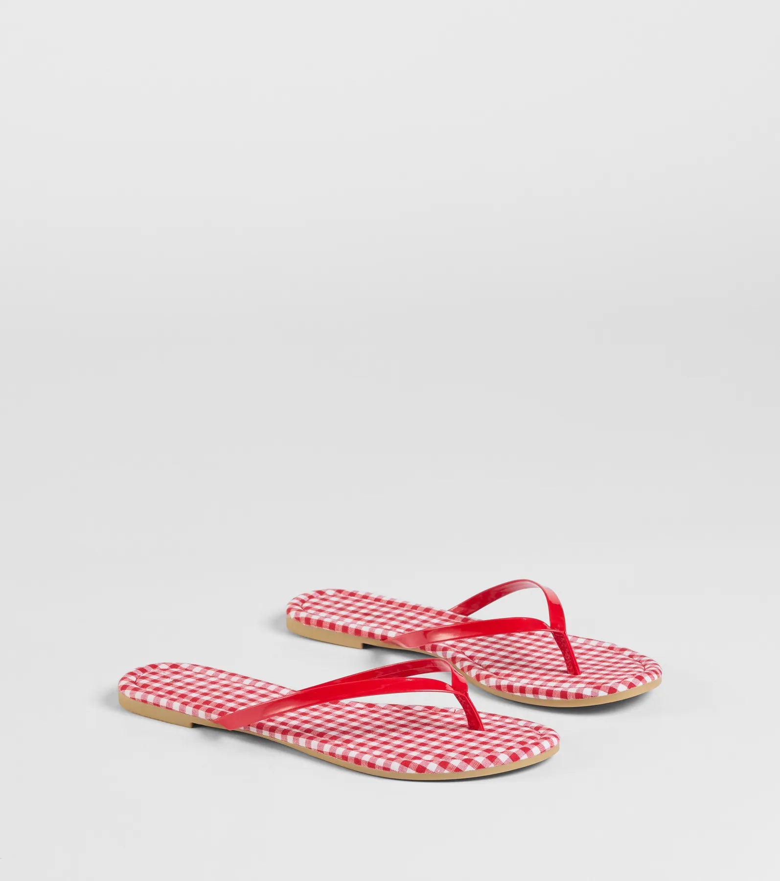 Cutie Vibe Gingham Print Thong Strap Sandals