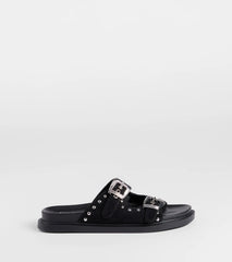 Cool Girl Studded Western Buckle Sandals