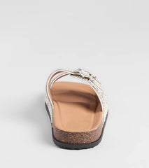Pretty Glam Rhinestone Pearl Buckle Slide Sandals