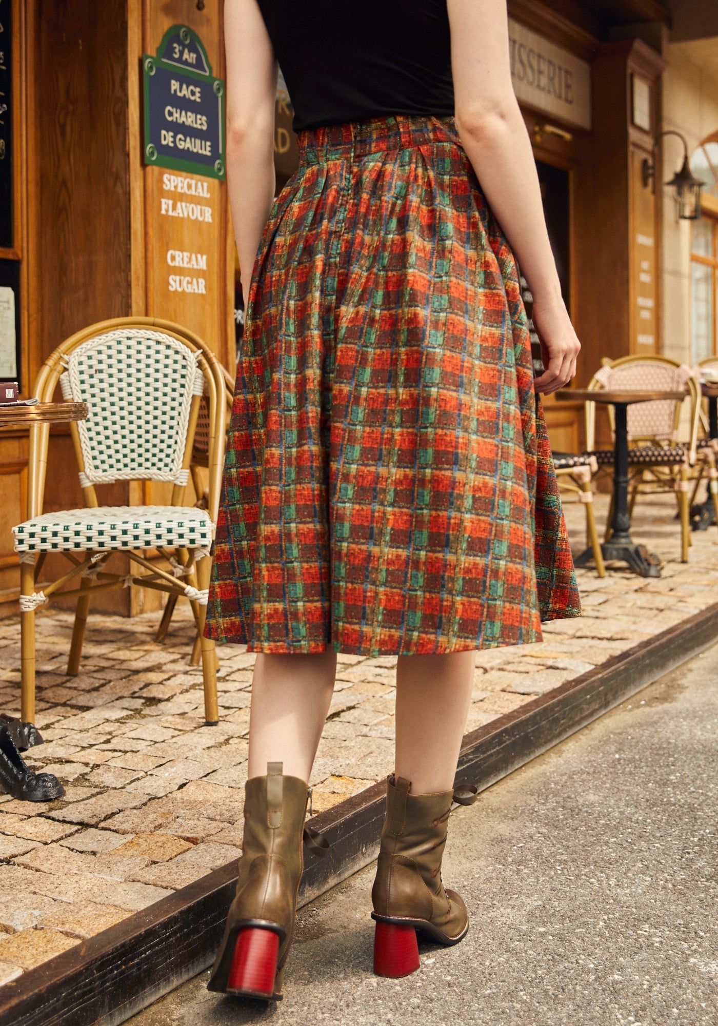 Doris 100% Cotton Skirt - Red Plaid
