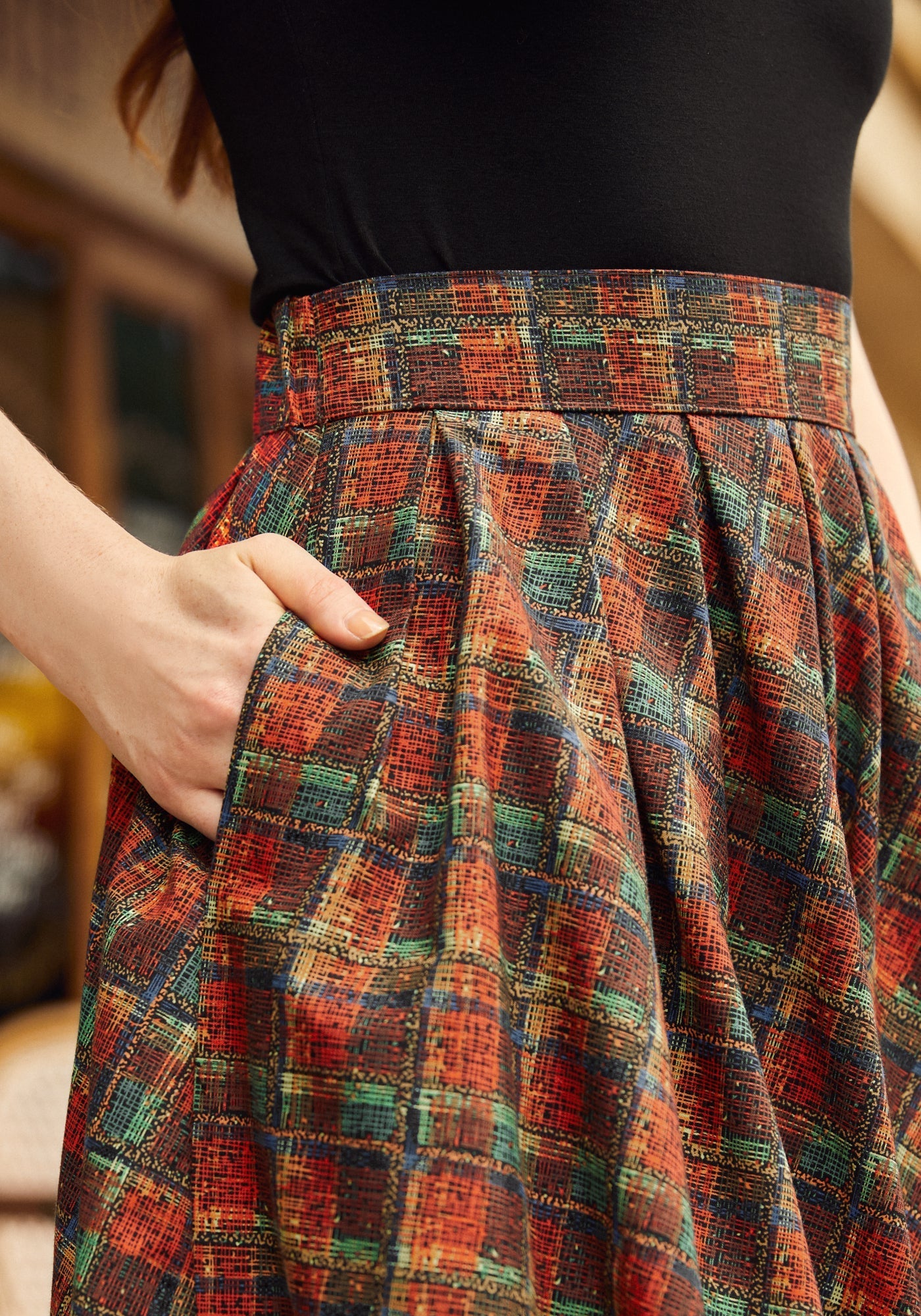 Doris 100% Cotton Skirt - Red Plaid