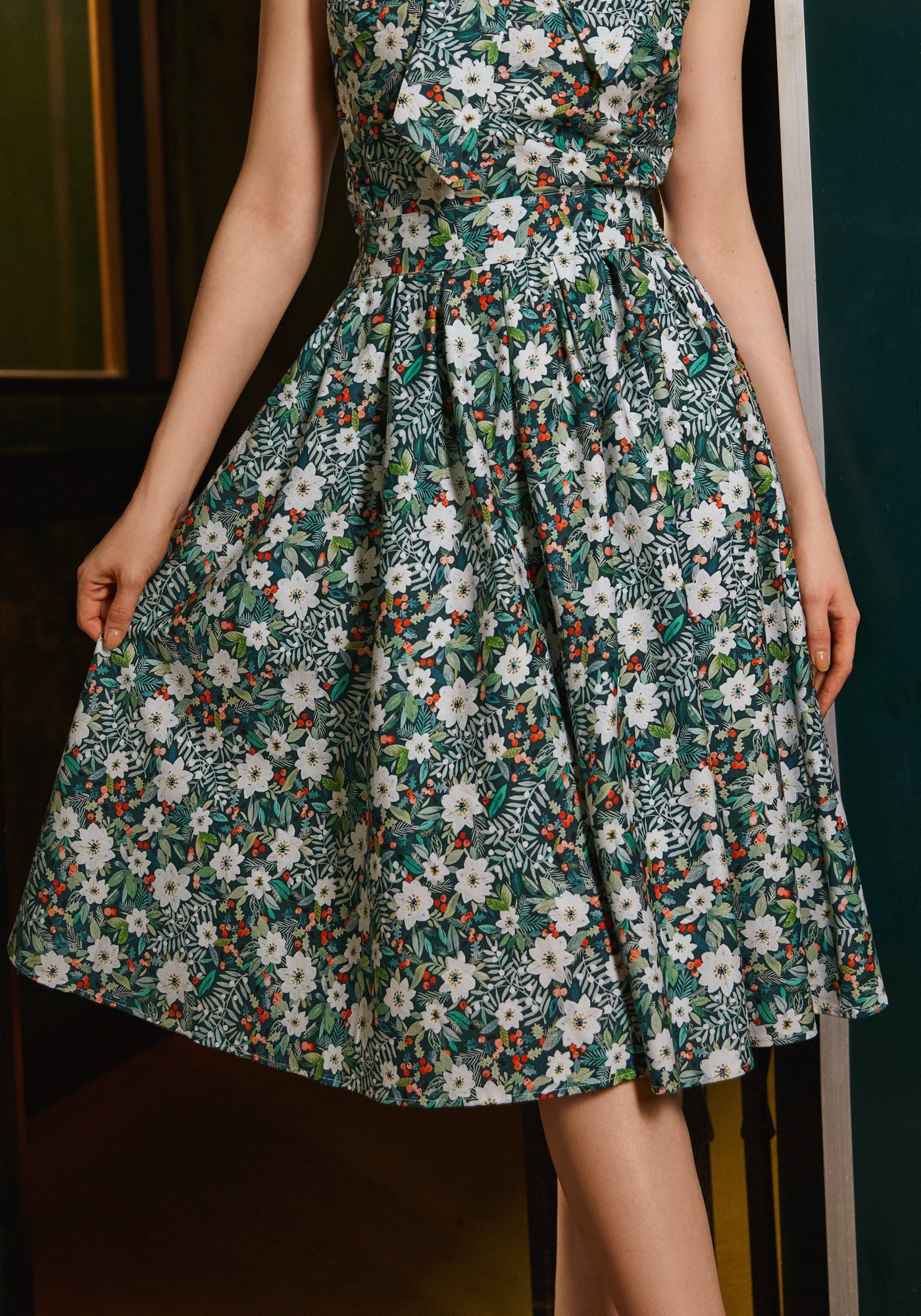 Doris 100% Cotton Skirt - Winter Floral