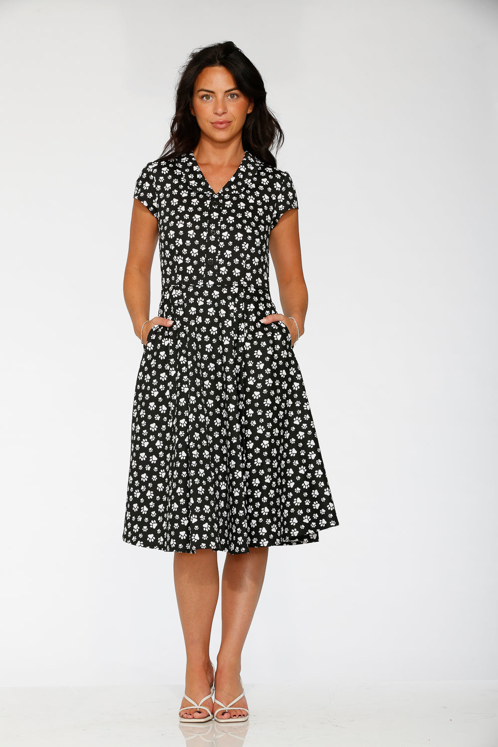 Cat Paw Swing Dress in Black