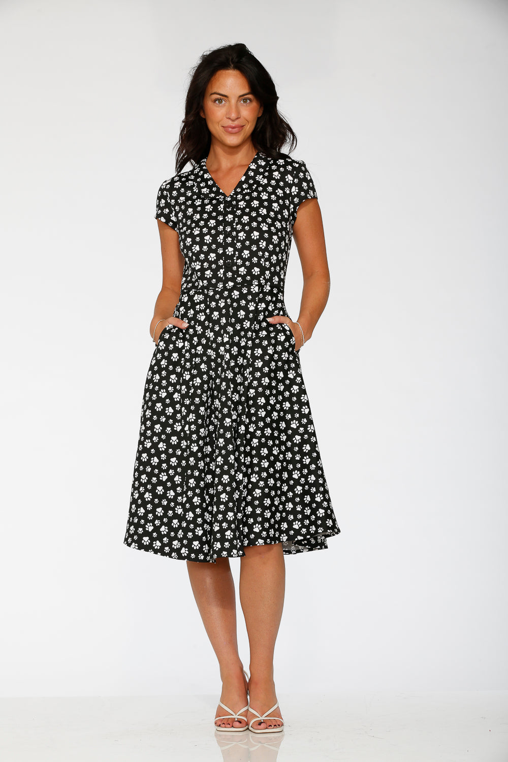 Cat Paw Swing Dress in Black