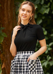 Rydell High Revisited Short Sleeve Tie-Neck Top