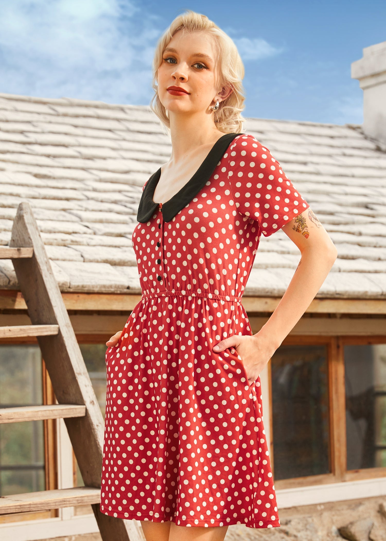 Dottie Delight Collared Dress (Final Sale)