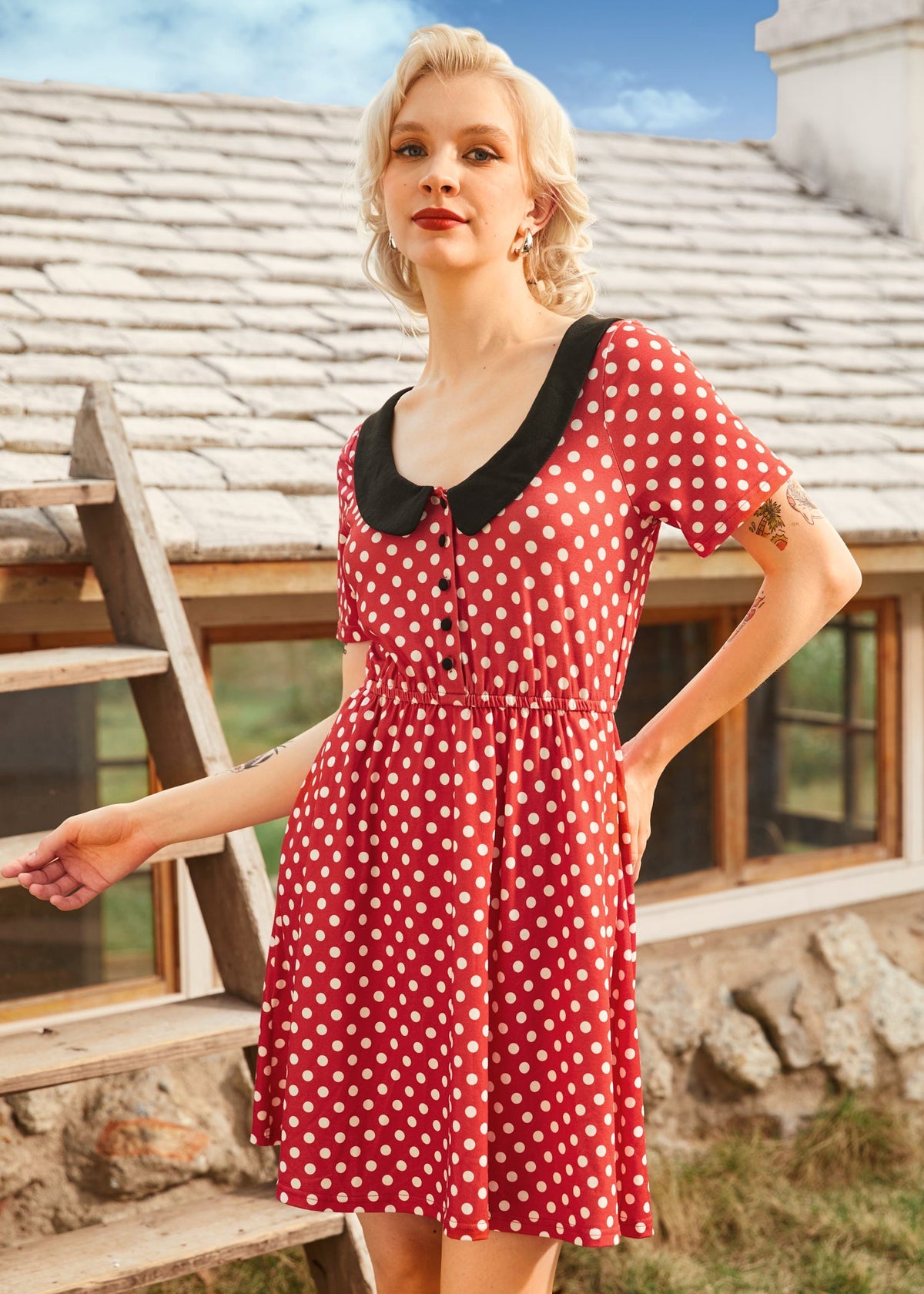 Dottie Delight Collared Dress (Final Sale)