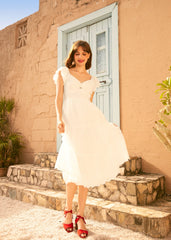 Sweetheart Soirée Twist-Front Midi Dress