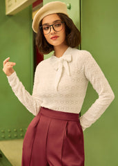 Rydell High Revisited Long Sleeve Tie-Neck Top