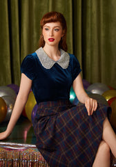 Diner Delight Peter Pan Collar Velvet Top