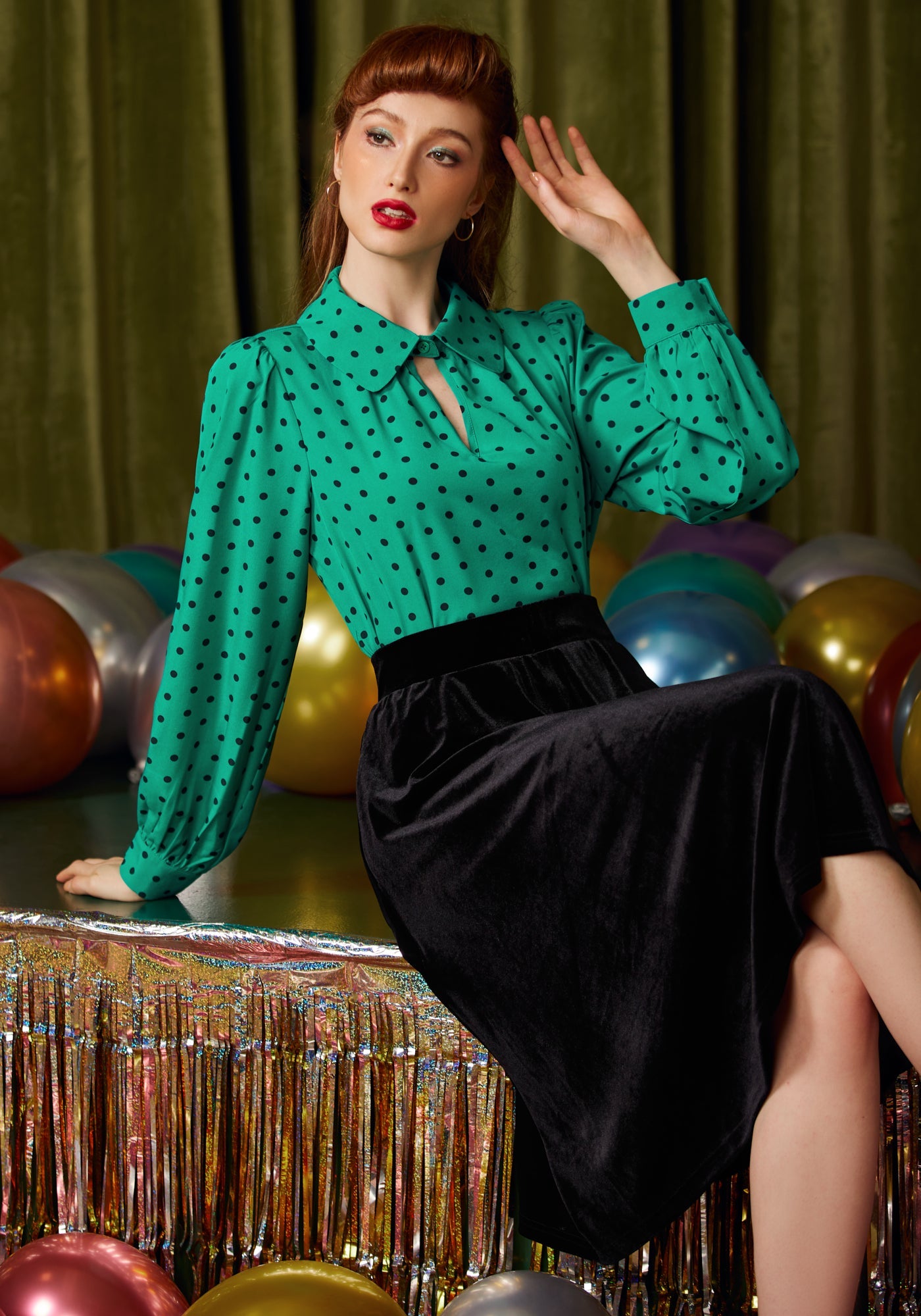 Excellence Attained Velvet Midi Skirt