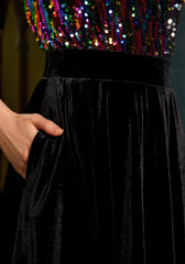 Excellence Attained Velvet Midi Skirt