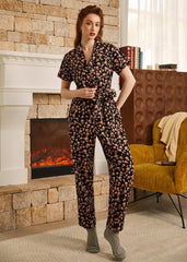 Mushroom About Town Jumpsuit - Peachy Skulls Edition