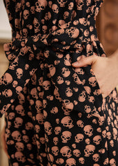 Mushroom About Town Jumpsuit - Peachy Skulls Edition