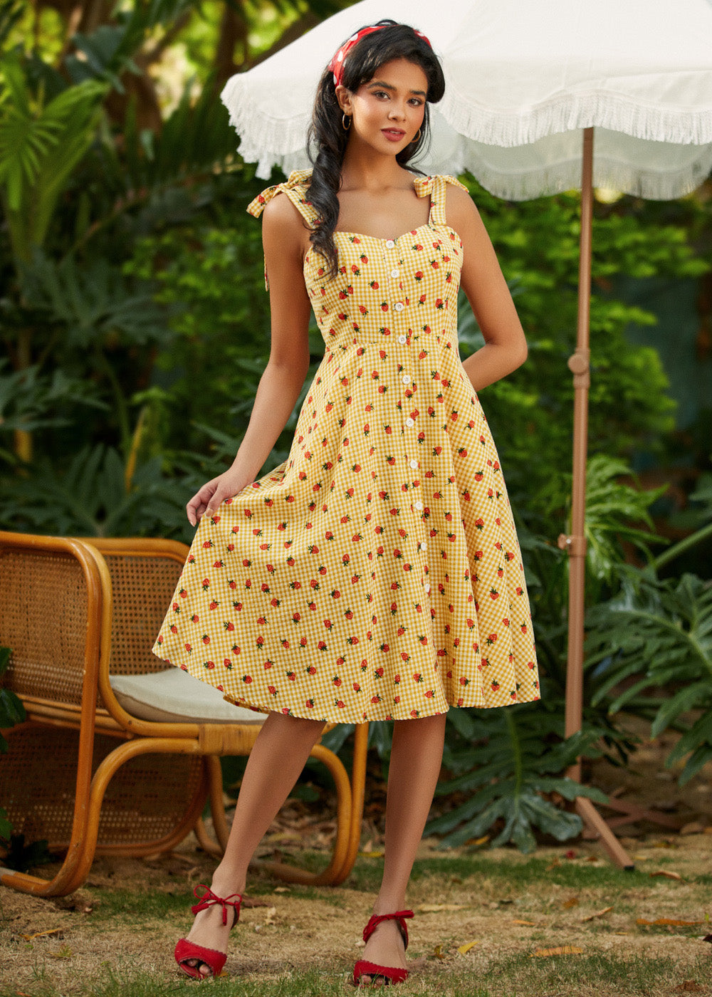 Stay a While Tie-Strap Fit & Flare Dress