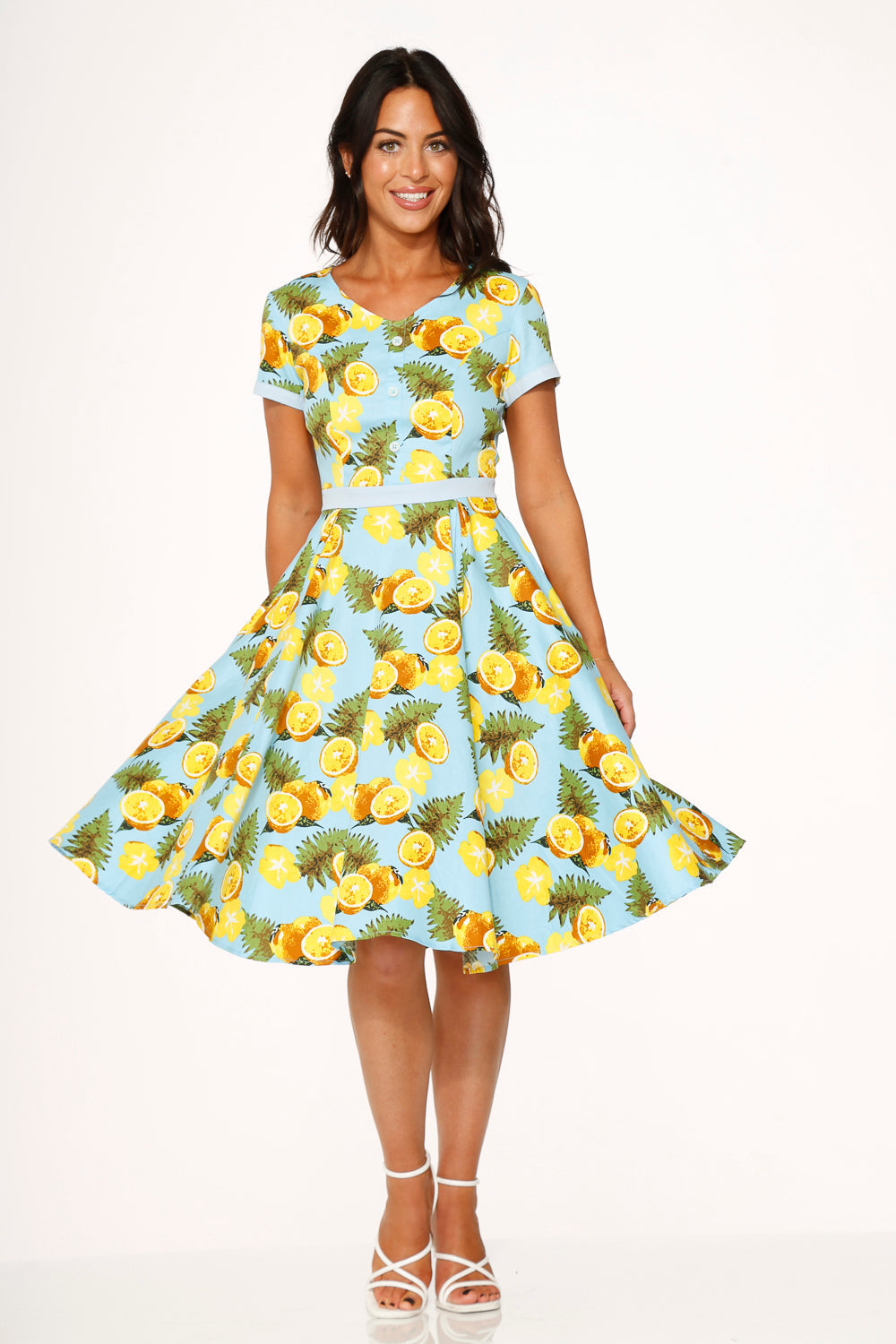 Aqua Lemon Swing Dress