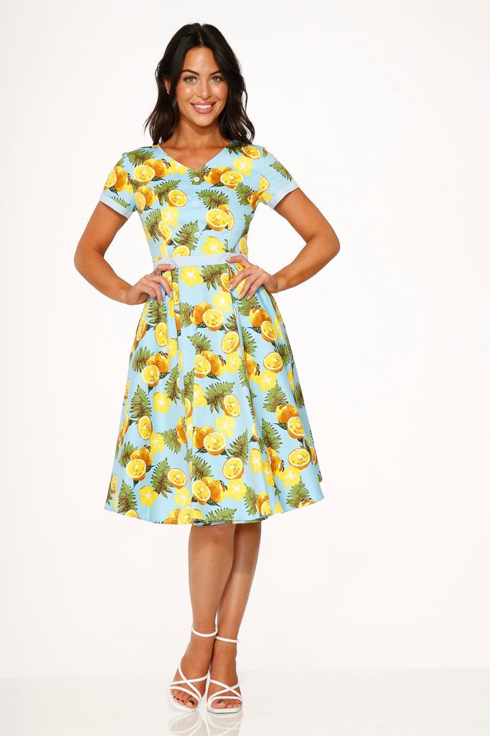 Aqua Lemon Swing Dress