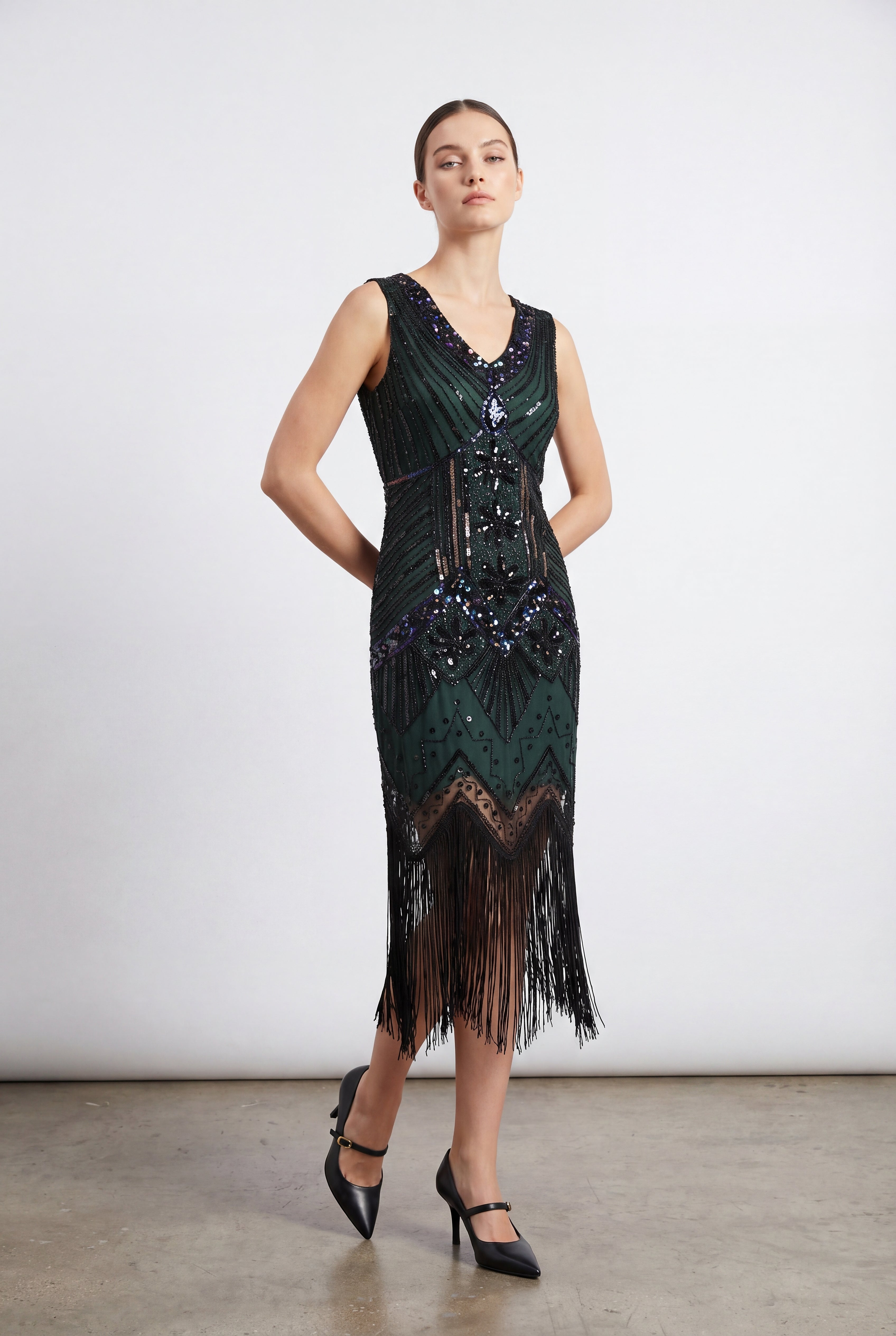 Emerald Art Deco Flapper Dress