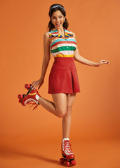 Roll With It Pleated Short Skort