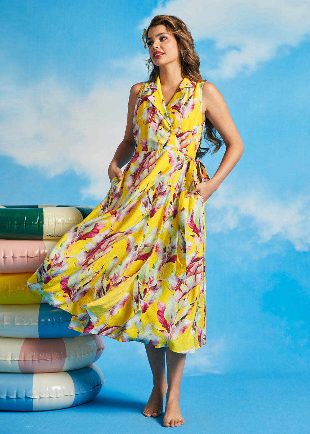 Sunlit Stroll Wrap Dress