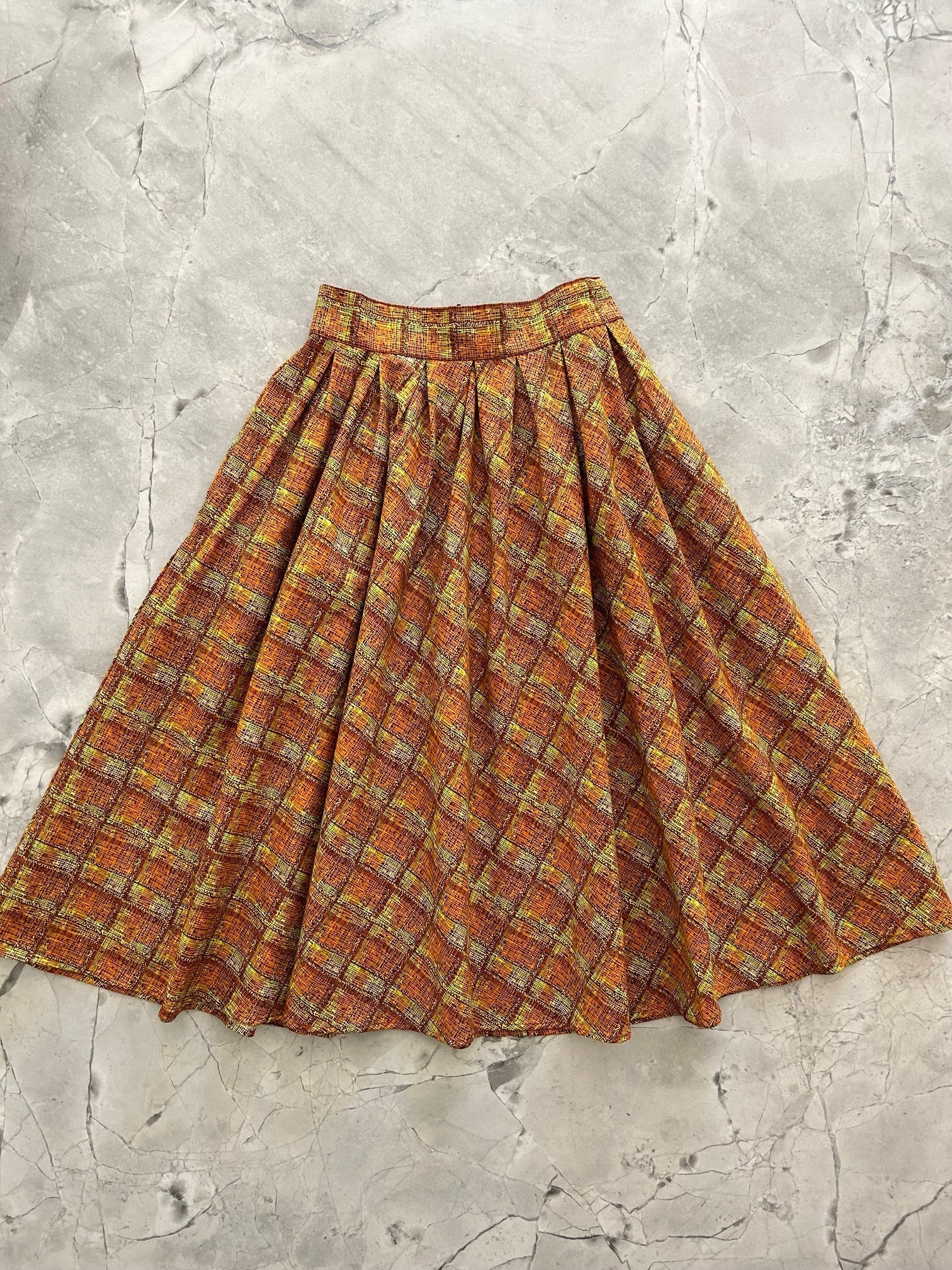 Doris 100% Cotton Skirt - Rust Plaid