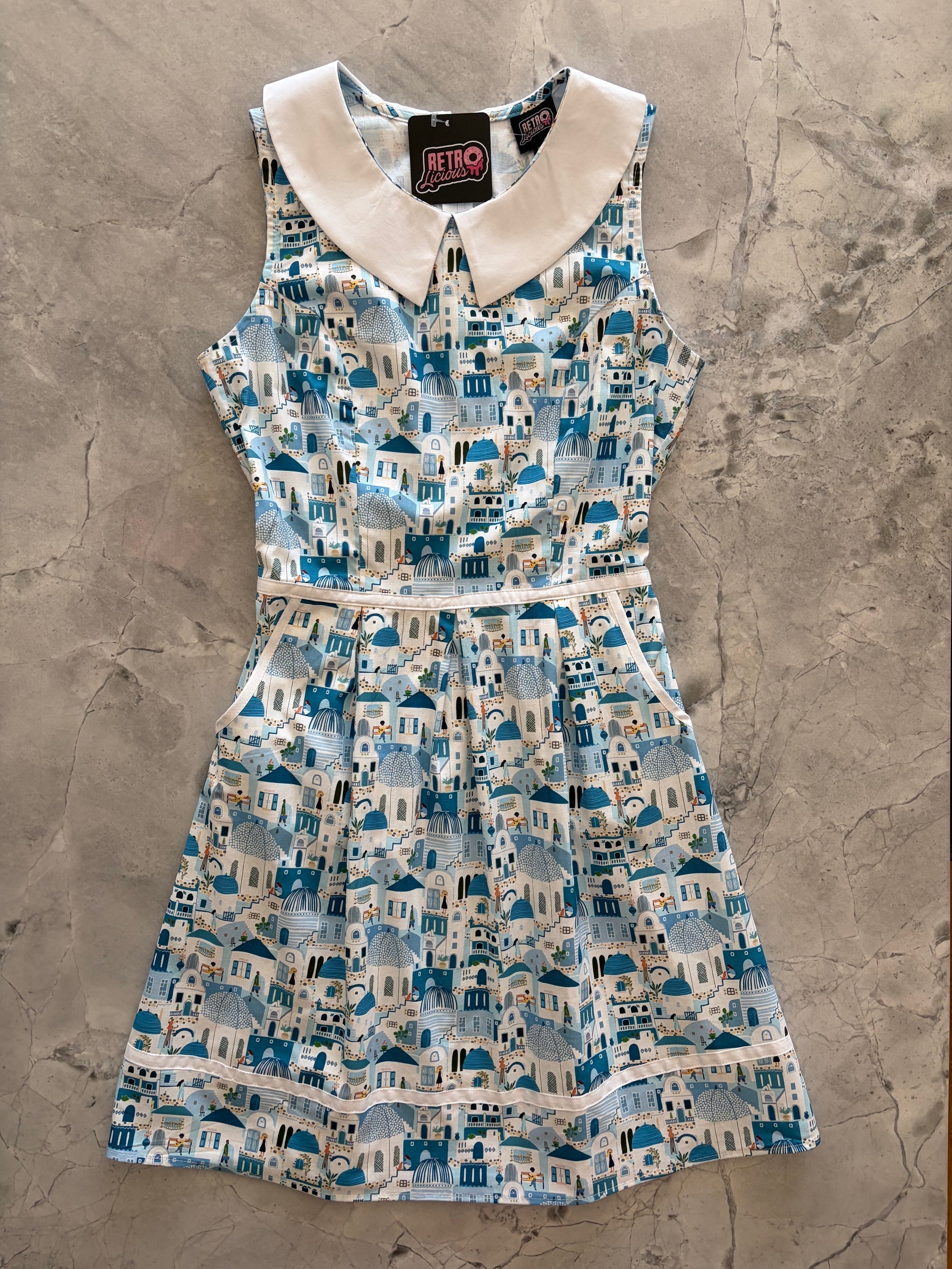 Retro Mod Collared Dress Santorini
