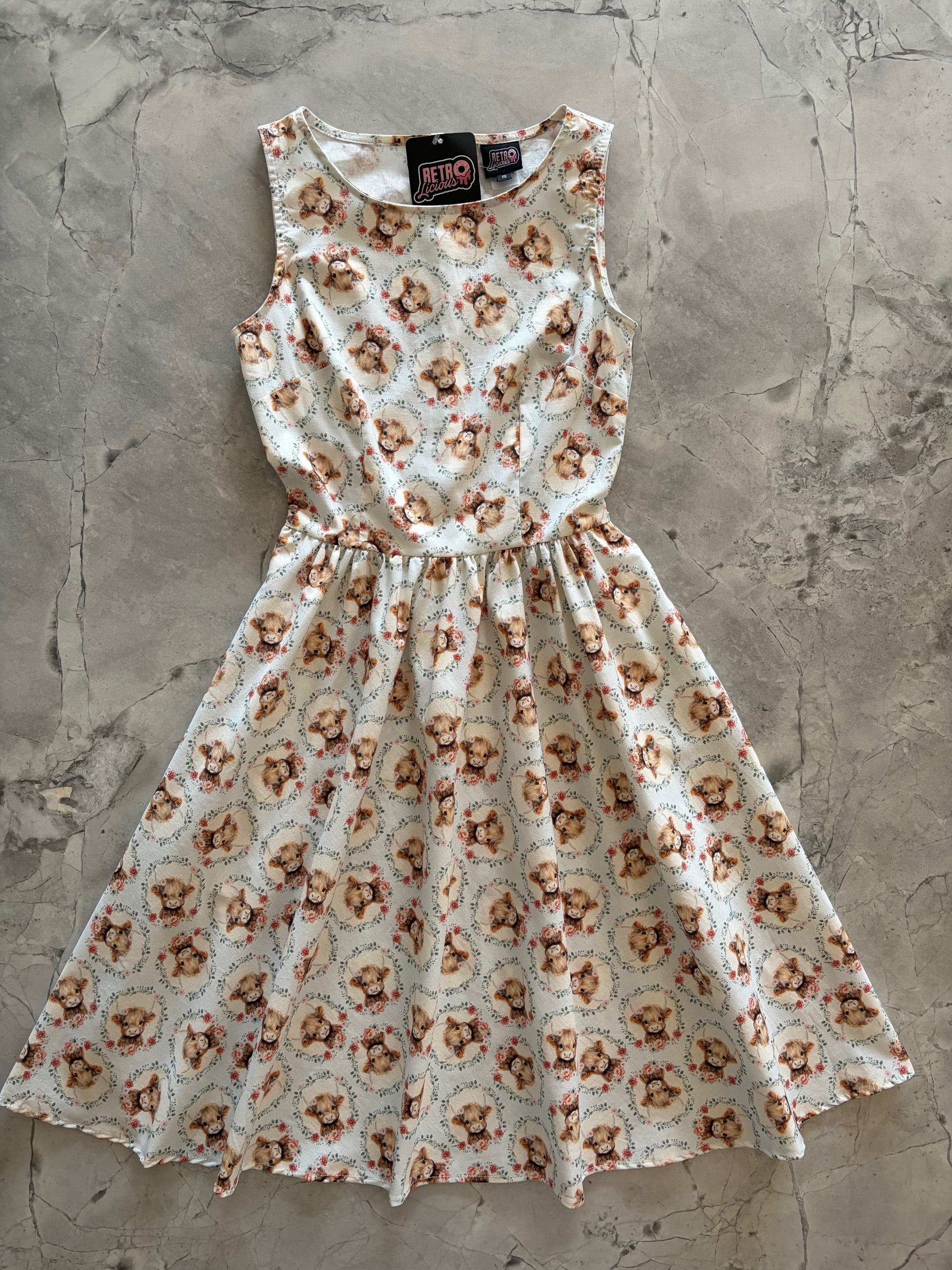 Vintage Style Midi Dress Cows