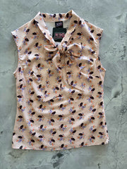 Vintage Style Bow Top in Hedgehog Print