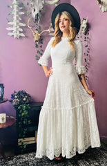 Mina - Ivory Floral Lace Bride of the Vampire Maxi Dress